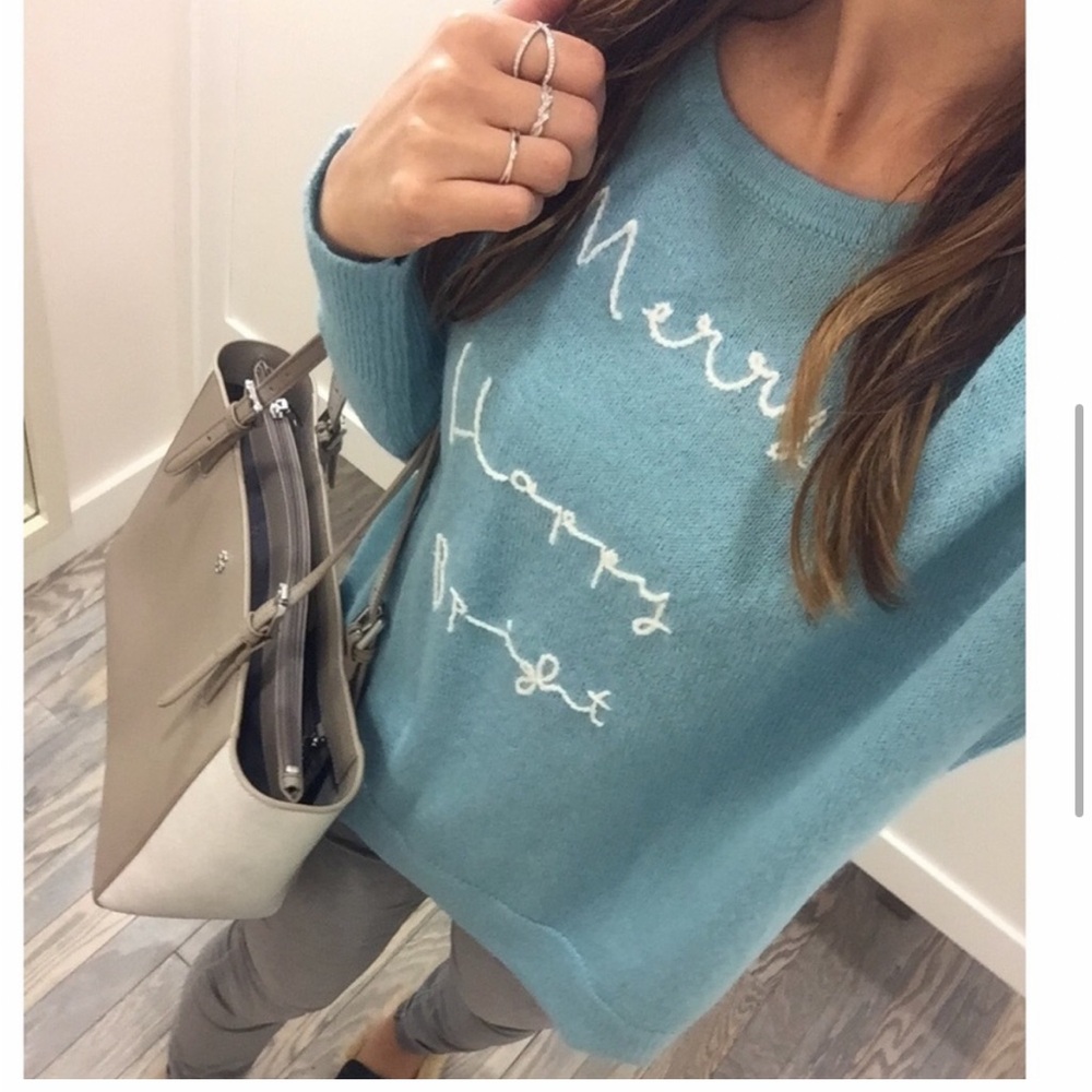Ann Taylor Loft Merry Happy Bright Sweater in Ocean Blue